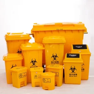 Large Bio Medical Waste Pedal Bins Yellow Garbage Can 30L 660L Plastic Medical Waste Trash Cans for Hospital Clinic