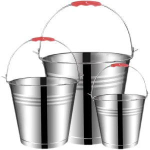 Large Capacity 10L 12L 16L 20L Stainless Steel Water Bucket Metal Kitchen Serving Bucket with Handle