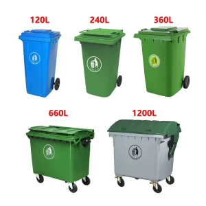 Large Capacity 240L Standing Pedal Storage Bucket 660L HDPE Waste Containment Garbage Bin with Lid Wheelie Bin Trash Can