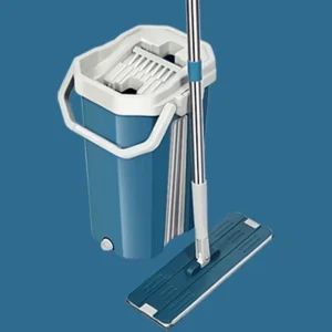 Large Capacity 360 Degree Rotating Rectangle Flat Mop Easy Squeeze Stainless Steel Bucket Set Home Use Cleaning