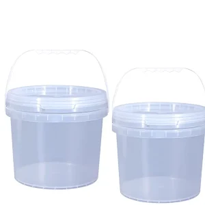 Large Capacity 5000ml 204.4gram Reusable Food Grade PP Clear Bucket With Handle and Lid Size 192×160 X162H mm
