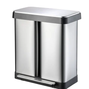 Large Capacity 60L High Pedal Recycling Garbage Bin Stainless Steel Recyclable Waste Bins for Bathroom Storage