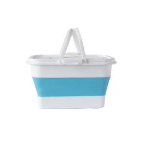 Large Capacity Airtight Stackable Folding Fishing Bucket with Lid Durable Eco-Friendly Blue Collapsible Water Barrel with Handle