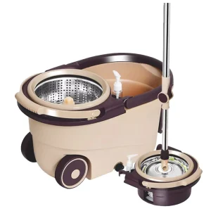 Large Capacity Automatic Spin Mop and Bucket Cleaning Kit with Wheels and Hands-Free Wringing System