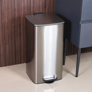 Large Capacity Kitchen Bathroom 6L 12L 30L 50L 60L Stainless Steel Soft Close Garbage Bin 20L Trash Can Foot Pedal Square Bin
