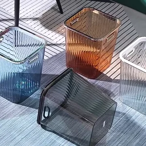Large Capacity Plastic Transparent Eco friendly Square Trash Bin Creative Simple Design Home Office Smart Waste