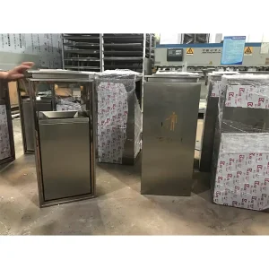 Large Capacity Stainless Steel Outdoor Waste Bin with Swing Lid Hands Free Operation Mechanism for Recycling Use