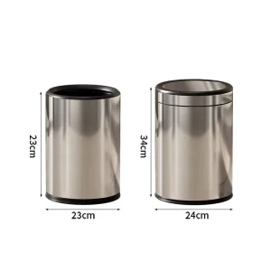 Large Capacity Stainless Steel Trash Can with Lid Waste Bin for Living Room Kitchen Bathroom Hotel Use