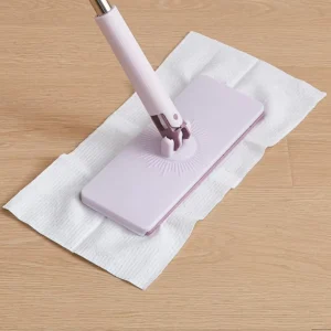 Large Clip On Flat Mop for Disposable Face Towels Reusable Hands Free Mop for Household Floor Cleaning