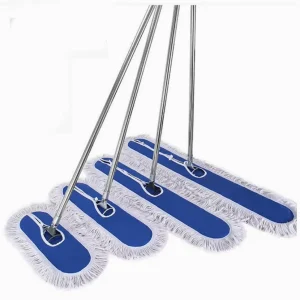 Large Cotton Dust Mop Commercial Grade Twist Handle Flat Mop with Self-Wringer for Hardwood & Tile Floors Easy Dry