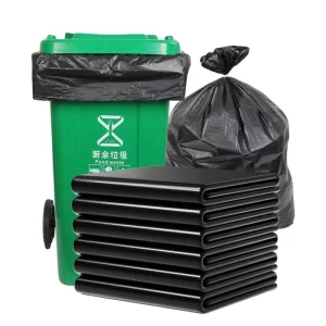 Large Disposable HDPE Black Plastic Garbage Bags for Household Use for Outdoor Trash Cans