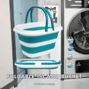 Large Foldable Retractable Folding Mop Bucket 16L (4.2 Gallon) Plastic for Car Washing Cleaning Supplies Organizer Portable