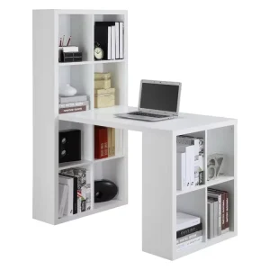 Large H Shape Home Stand Storage Bookcase Book Desk Modern Space Saving Display Bookshelf Computer Desk