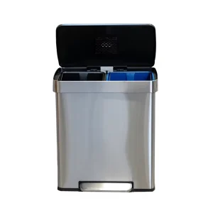Large Liter Recycling Waste Bin and Two Compartment Trash Can 60L Pedal Bin