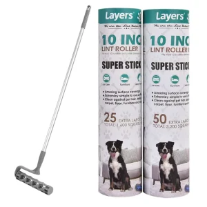 Large Mega 10in Wide Roller 75 Sheets 2 Pack Wide Refills with 4-Foot Extendable Handle