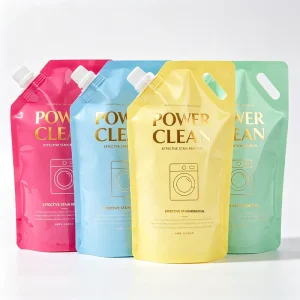 Large Nozzle Spout Pouch with Handle Liquid Laundry Detergent Packaging Bag Heavy Duty Custom Logo Verified
