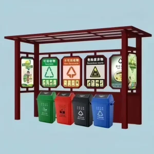 Large Outdoor Public Waste Collection Station Metal Rectangle Standing Trash Bin Dustbin Sorting Bins Environmental Park Street