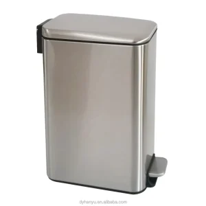 Large Soft Close Stainless Steel Kitchen Garbage Bin Indoor Outdoor Trash Can Foot Pedal Rectangular Shape Mini Waste