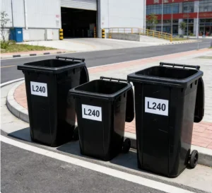 Large Wheeled Industrial Waste Bin UV-Resistant Heavy-Duty Garbage Container Compatible with Dumping Trucks