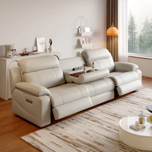 Latest Hot Selling Customized Leather Sofa Set Furniture Living Room Shopping Center Lounge Power Recliner Sofa