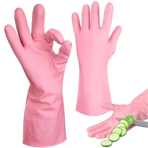 Latex Coated Long Kitchen Gloves Waterproof Non Slip Reusable Thick Dishwashing Gloves Household Clean Protection Gloves