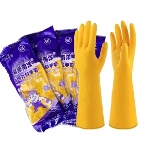 Latex Gloves for Kitchen Dishwashing and Household Cleaning Waterproof Rubber Gloves Thickened Beef Tendon Protective Gloves