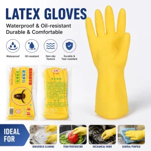 Latex Soft Stretch Waterproof Wear Resistant Durable Hand Protection Gloves for Household Kitchen Laundry Cleaning ODM