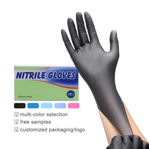 Latex free & Powder free Cleaning Food Gloves Hand Household Kitchen 100 count Box Black Nitrile Disposable Gloves