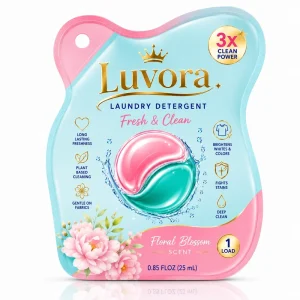 Laundry Detergent Sachet Pouch 10ml Die Cut Shape Hang Hole OEM for Laundry Detergent Liquid Soap Single Dose Wash Packing
