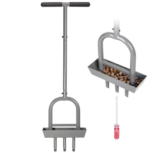 Lawn Aerator Coring Tool Soil Core Storage Tray 38.2″ Manual 3 Tines Grass Aeration Lawn Care Compacted Soil Cleaning