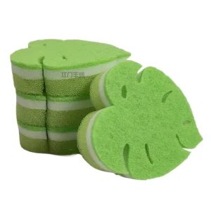 Leaf Shaped Three-layer Non-woven Fabric Sponge Cleaning Cloth Brush Cleaning Block