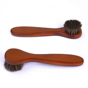 Leather Shoes Boots Care Clean Polish Daubers Applicators Wooden Horsehair Shoes Polish Brushes