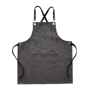 Leather Strap Apron Kitchen Cooking Waterproof Apron Plain Multiple Pocket Barber Salon Denim Canvas Apron