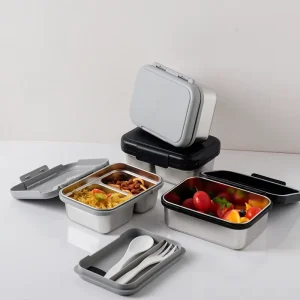 Lekfre Customized Compartment SS304 Stainless Steel Silicone Seal Flip Top Lunch Box High Quality Stainless Steel Lunch Box