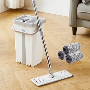 LiangJing New Design Sale Flat Mop Bucket Set Self-Wringer Dual-Drive Large Capacity Microfiber Mops 20,000+