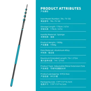 Lightweight Household Aluminum Multifunctional Window Squeegee Cleaning Tool Kit Telescopic Pole Extension Durable Metal