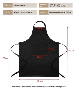 Lightweight Polyester Black Apron Adjustable Neck Buckle Without Pockets Kitchen Apron for Baking Grilling Hotel Waiter Use