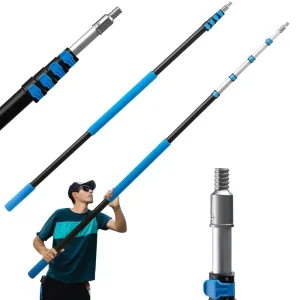 Lightweight Sturdy Aluminum Telescoping Pole Multi Purpose Extendable Universal Twist on Silicone Tip for Cleaning