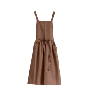 Linen Cotton Apron Women Restaurant and Bar Uniforms Cooking Cleaning Gift Aprons With Adjustable Straps and Side Pockets C23 54