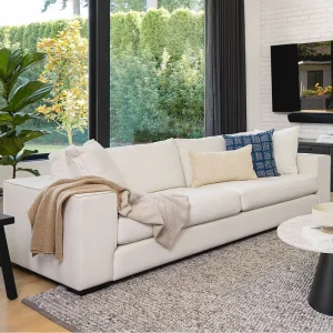 Linen Fabric Sofa Deep Seating Low-Profile Custom-Size Modular Sectional Japandi Style