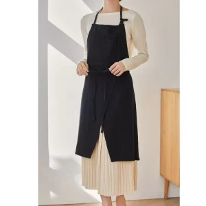 Linen Sleeveless Apron Anti fouling & Neck Adjustable Japanese Style Workwear for Coffee Shops & Milk Tea Shops Unisex