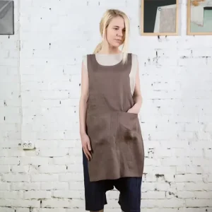 Linen Waist Apron Reusable Eco Friendly Breathable Full Pinafore Kitchen Chef Home Apron
