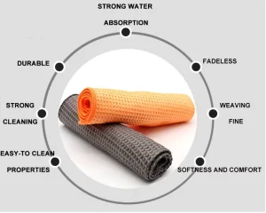 Lint-free Quick Dry Microfiber Waffle Weave Edgeless Towel Auto Glass Cleaning Water Stain Removal 380GSM
