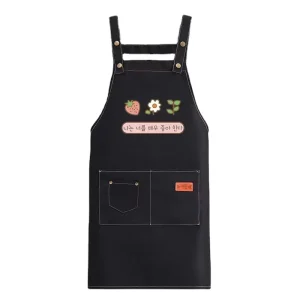 Logo Custom Kitchen Bib Apron Sleeveless Design Washable Durable European Style with Pocket for BBQ and Restaurant Use