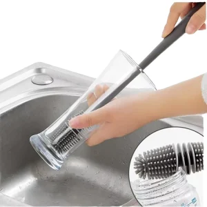 Long Handle 360° Sponge Cup Brush Deep Cleaning Tool for Milk Bottles, Blenders & Glassware Non-Scratch Scrubber