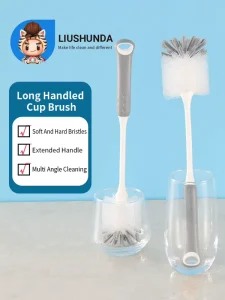 Long Handle Bottle Brush Flexible Scrub Brush for Water Bottles Glasswares Mugs Black
