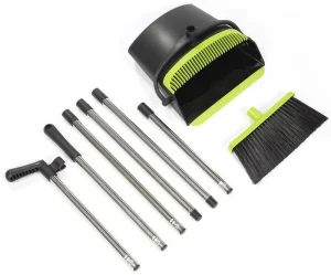 Long Handle Broom Dustpan Set Soft Bristle Upright Cleaning Supplies for Home Use Aluminum Broomstick with Bristle Head