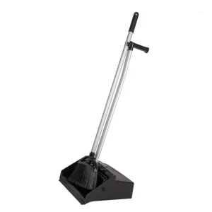 Long Handle Broom Dustpan Set Steel Pole + Windproof Plastic Scoop Ideal for Home Office Commercial Floors Easy to Store Upright