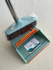Long Handle Broom and Dustpan Set with Comb Teeth Soft Non Stick Bristle Household Floor Cleaning Combo for Home Kitchen Office
