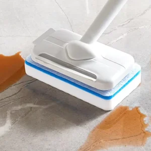 Long Handle Dual Function Bathroom Scrubber 2 in 1 Squeegee Replaceable Nano Melamine Sponge Cleaning Brush